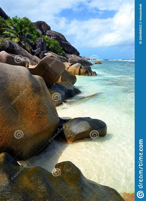 Tropical Island La Digue Indian Ocean Seychelles Stock Photo Image