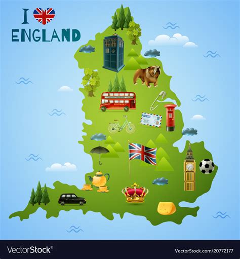 Click on above map to view higher resolution image. Travel map for england Royalty Free Vector Image