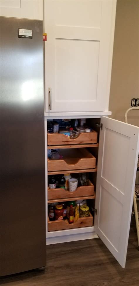 Pull Out Drawers In Pantry Surrounding Refrigerator White Kitchens With