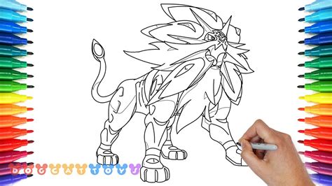How to Draw Solgaleo Legendary Pokemon Sun | Drawing Coloring Pages for