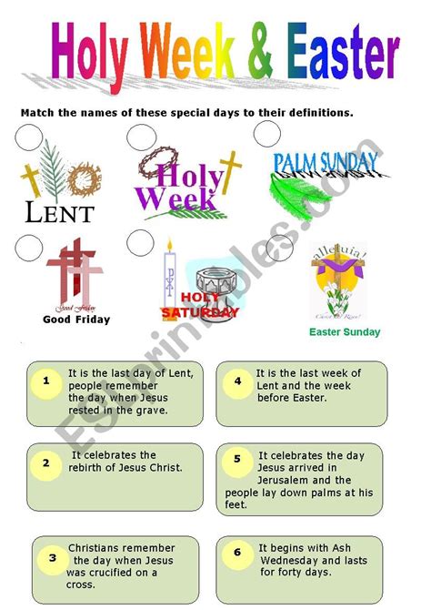 Printable Holy Week Timeline Worksheet