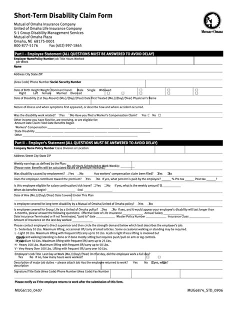 Printable information for employers our convenient guides about new jersey's temporary disability and family leave insurance are free for you to download, print, and distribute to employees. Fillable Short-Term Disability Claim Form printable pdf ...