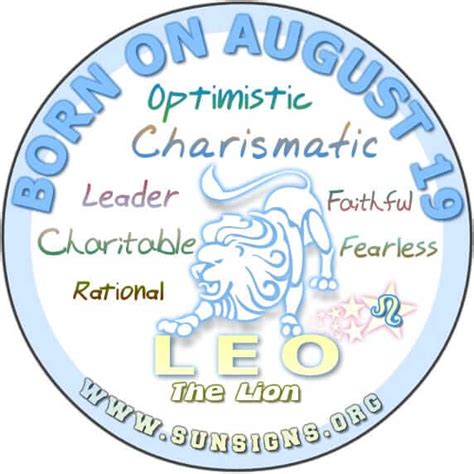 august 19 birthday horoscope personality sun signs
