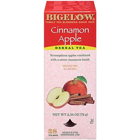 bigelow cinnamon apple herbal tea bags 28 count box pack of 1 cinnamon apple hibiscus flavored