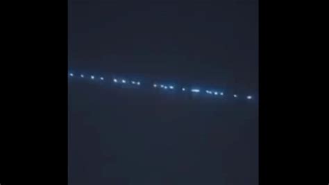 Ufo Strange Moving Train Of Lights Spotted In The Night Sky In Up