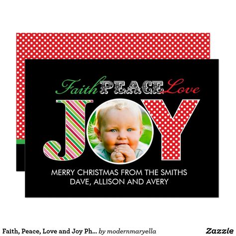 Faith Peace Love And Joy Photo Christmas Card