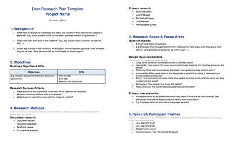 User Research Plan Template Including Essentials That Need To Be By