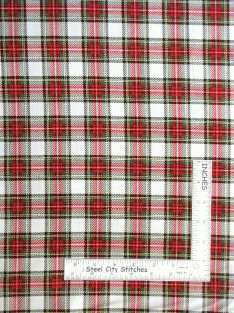 Christmas Plaid Red Cream Gd Cotton Fabric Timeless Treasures Cm7059 By
