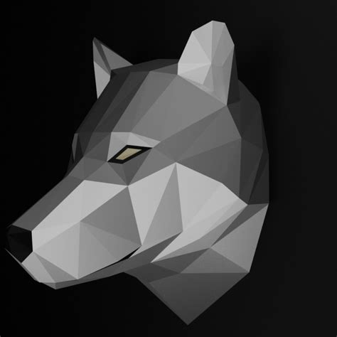 3d Printable Low Poly Grey Wolf Head By Patrick R