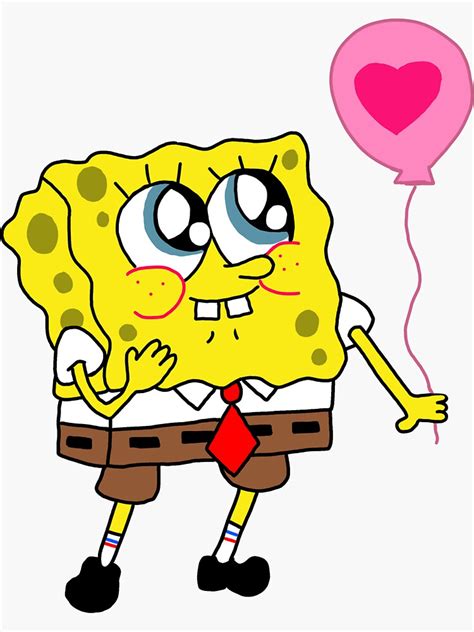 Cute Spongebob Squarepants With Baloon Sticker By Katuse Redbubble