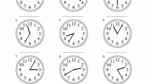 elapsed time to the hour worksheet