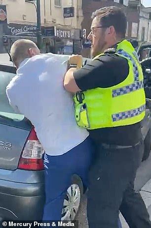 Moment Shoplifter Is Hit And Wrestled To Ground By Police Officer