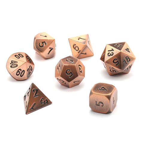 Chessex Solid Metal Polyhedral Specialty Dice Set Copper 7 Dice
