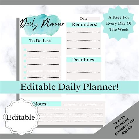 Editable Daily Planner To Do List Reminders Template Pdf Excel