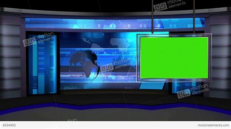 News Tv Studio Set 13 Virtual Background Loop Stock Video Footage