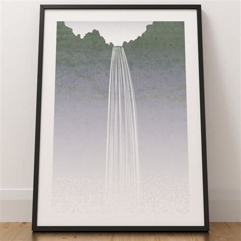 Skógafoss Minimalist Print Iceland Waterfall Landscape Art Etsy