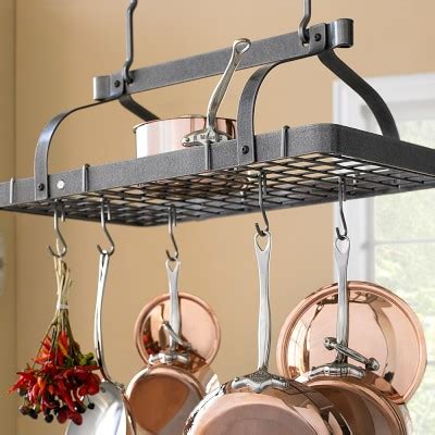 Cook's standard single bar ceiling mount wooden pot rack 3. Enclume Grande Cuisine Rectangular Ceiling Pot Rack ...