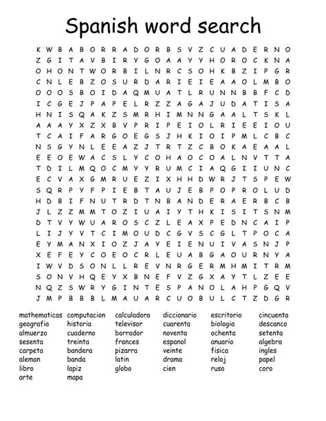 Free Printable Word Search In Spanish