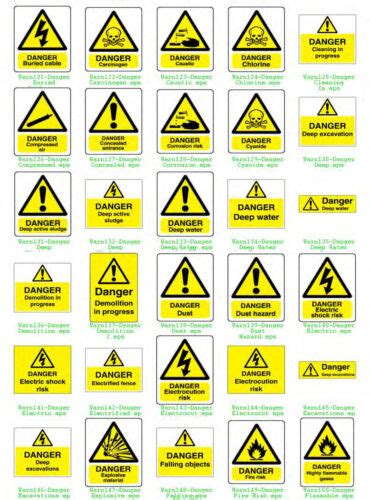 Yellow Warning Safety Signs Caution Slip Trip Etc Vinyl Wall Stickers Signs Ebay