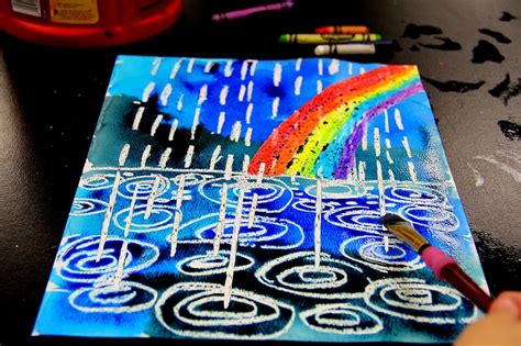 Smart Class Winter Rain Watercolor Resist Spring Art Projects Art