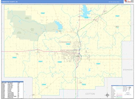 Comanche County Ok Zip Code Wall Map Basic Style By Marketmaps