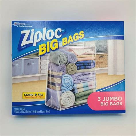 Ziploc Big Bags Jumbo 3 Count Stand And Fill Expandable Bottom Double