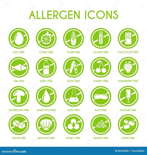 Allergen Icons Set Stock Vector Illustration Of Information 86334445