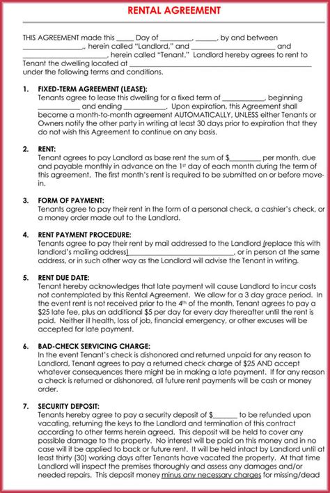 562 sample contract templates you can view, download and print for free. Month to Month Rental Agreement Forms, Templates (.doc, pdf)