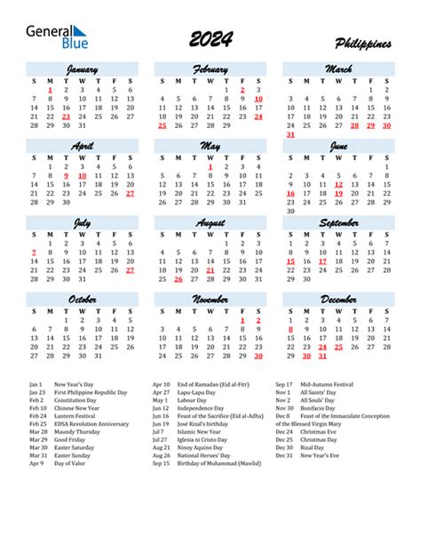 Philippines Holiday 2024 June July August 2024 Calendar