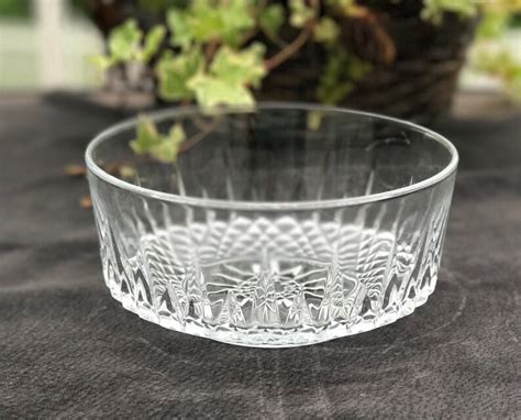 ARCOROC France Vintage Crystal Bowl Diamond Star Cut Glass Etsy