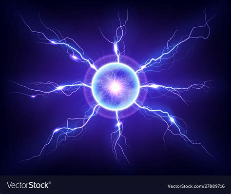 Electric Plasma Lightning Thunderball Discharge Vector Image