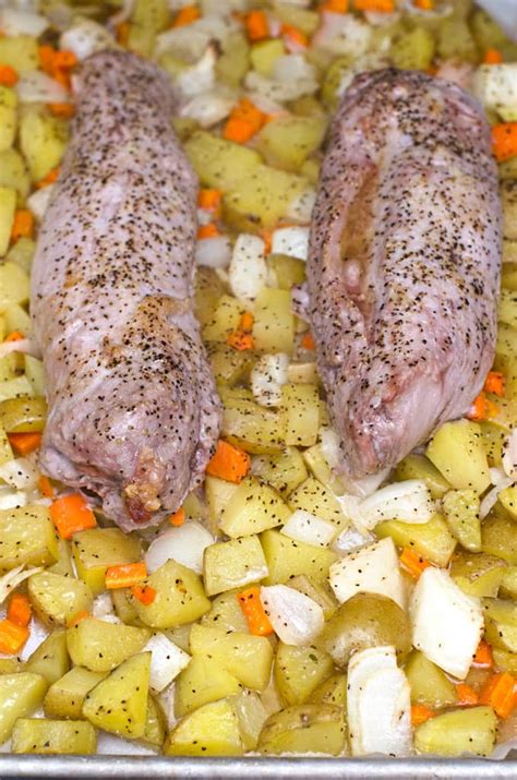 Arrange the potatoes, carrots and onion around pork. Pork Tenderloin with Roasted Vegetables Recipe