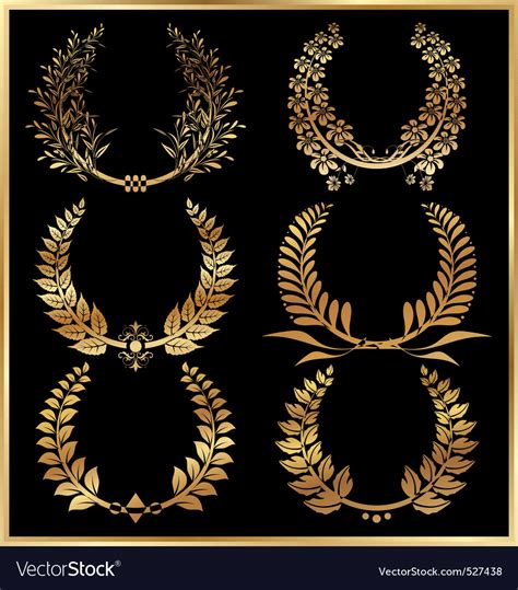 Golden Laurel Wreaths Set Royalty Free Vector Image