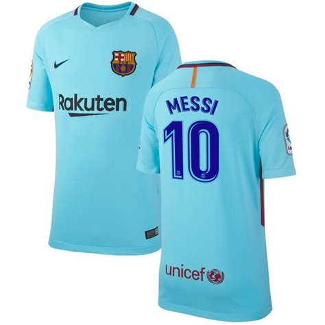 Lionel Messi Barcelona Nike Youth 201718 Away Replica Jersey Blue