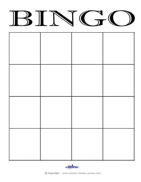 The Astounding 4x4 Blank Bingo Card Template Elementary Music Blank