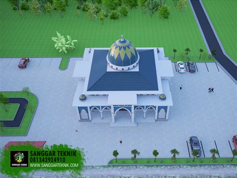 Desain Masjid Minimalis Modern 20x20 1 Lantai Sanggar Teknik