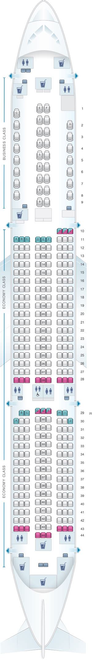 Best seats in the plane. Seat Map Hainan Airlines Airbus A350 900 config.2 ...