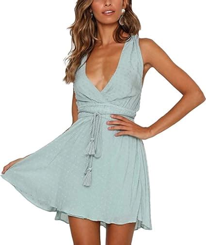 Glaiidy Short Beach Dresses Womens Summer Solid Slim Color Fit