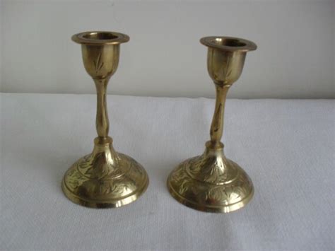 Mini Brass Candlesticks Made In India Pair Tiny Candlesticks
