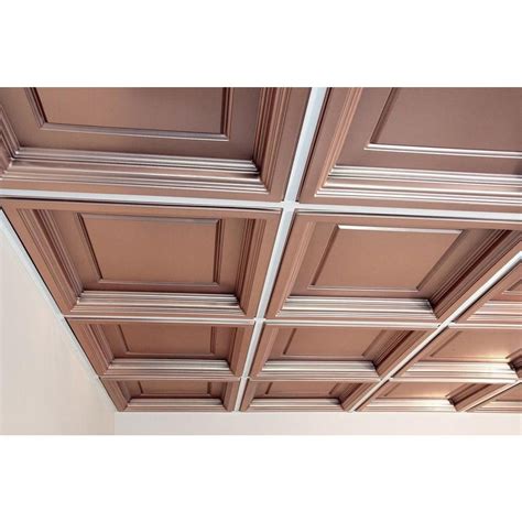 Ceilume Madison Faux Copper 2 Ft X 2 Ft Lay In Coffered Ceiling Panel