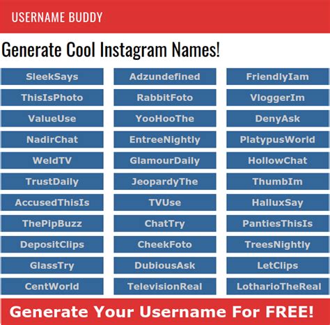 What's common these days is having a social media account. Generate Cool Instagram Names! Get Unique Ideas for FREE Now!