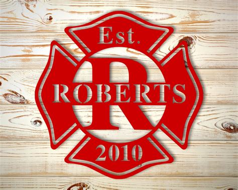 Personalized Metal Maltese Cross Sign Firefighter T Etsy