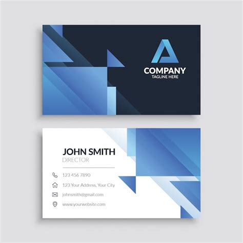 Premium Vector Blue Abstract Geometric Business Card Template