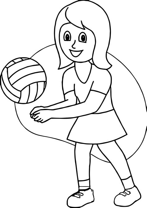 Volleyball Coloring Pages Girl Drawing Playing Clipartmag Getdrawings
