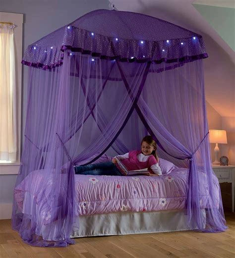 A combination of wood and exotic canopy looks like something otherworldly. Details about Lighted Bed Canopy Sparkling Lights Bower ...