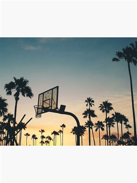 Basketball Sunset And Palm Trees Leinwanddruck Von Iamdesigns14