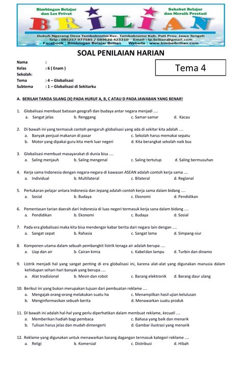 Soal Ips Kls 9 Globalisasi Materi Soal