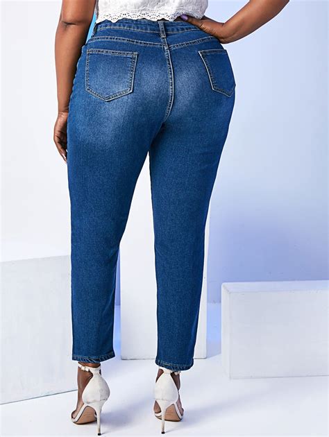 36 Off 2021 Lips Patched Mid Rise Plus Size Skinny Jeans In Deep