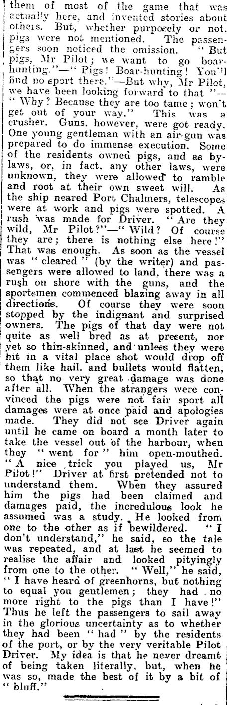 papers past newspapers otago witness 11 august 1909 reminiscences of early days