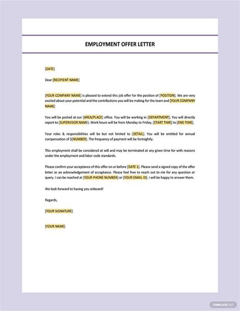 Job Offer Letter Template Microsoft Word Hot Sex Picture